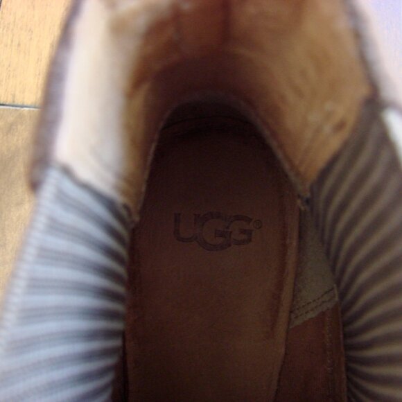 UGG Faye Suede Ankle Boots Booties Brown Leather Suede Chunky Heel Size 10 - Picture 14 of 16